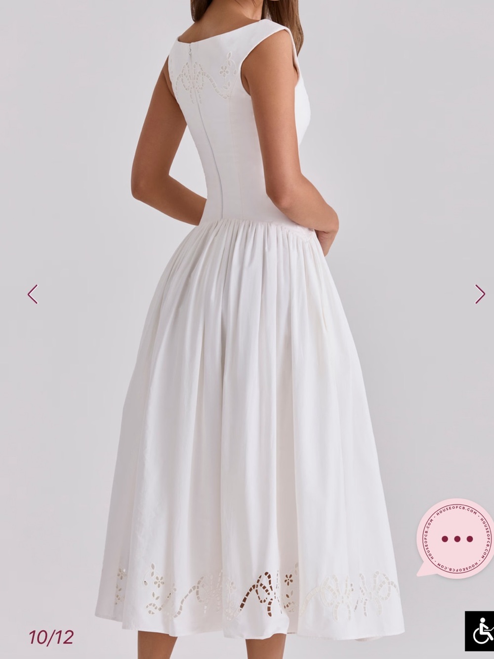 House of CB Lauren White Cotton Broderie Anglaise Boat Neck Maxi Dress - Picture 3 of 10